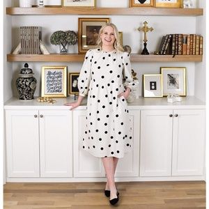 Who What Wear Polka Dot Balloon Long Sleeve Dress